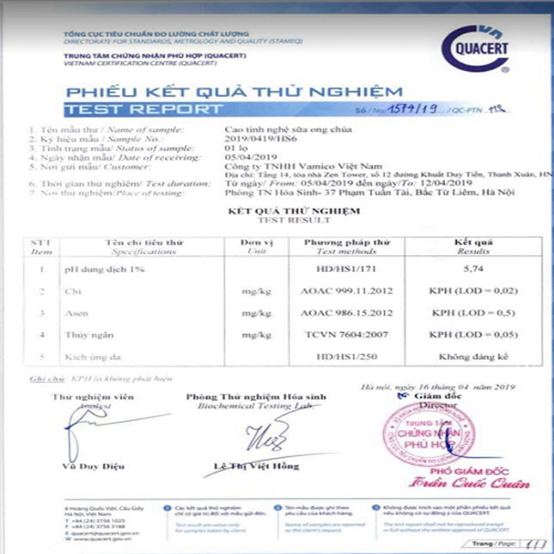 Sản phẩm đã được thử nghiệm